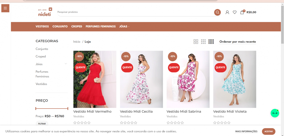 Loja Online de vestuário e perfumaria