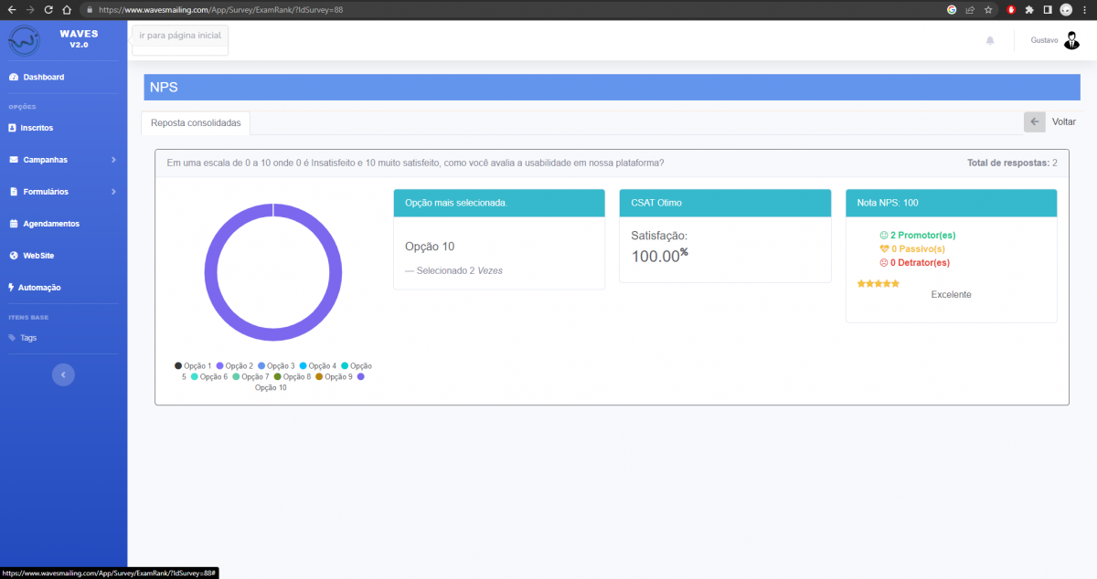 Plataforma WEB para campanhas de e-mail e Formulários