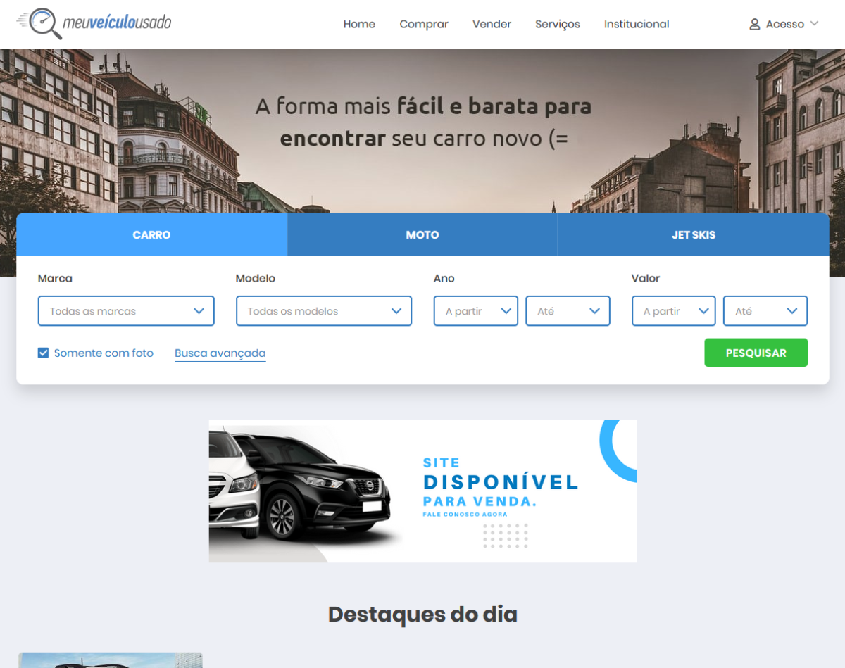 Portal de anúncio de veículos novos e usados