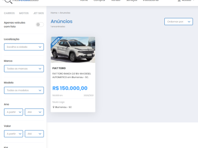 Portal de anúncio de veículos novos e usados
