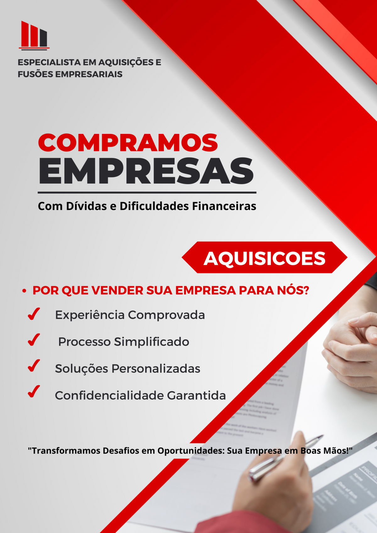 Compramos Empresas com Dívidas e Dificuldades Financeiras: Especialistas em Aquisições e Fusões Empresariais