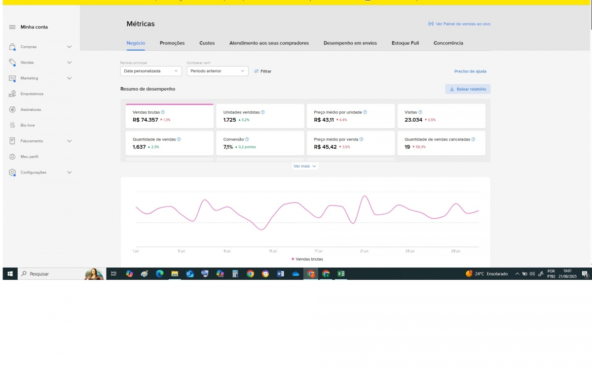 Loja virtual Mercado Livre e Shopee com Imovel 120 m depósito.