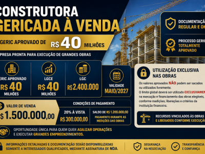 CONSTRUTORA À VENDA – GERIC DE R$ 40 MILHÕES