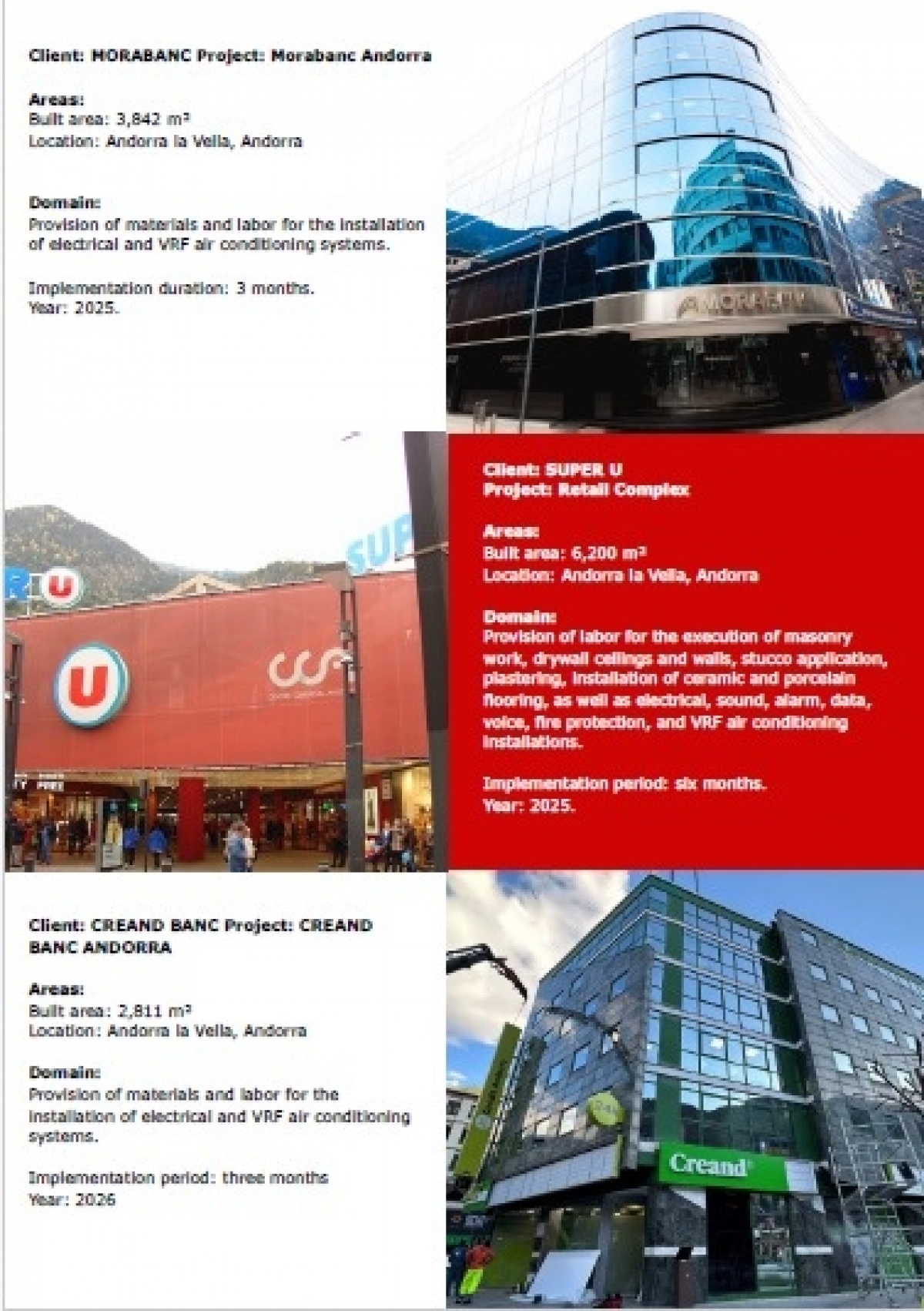 Construtora na Espanha, Portugal e Andorra