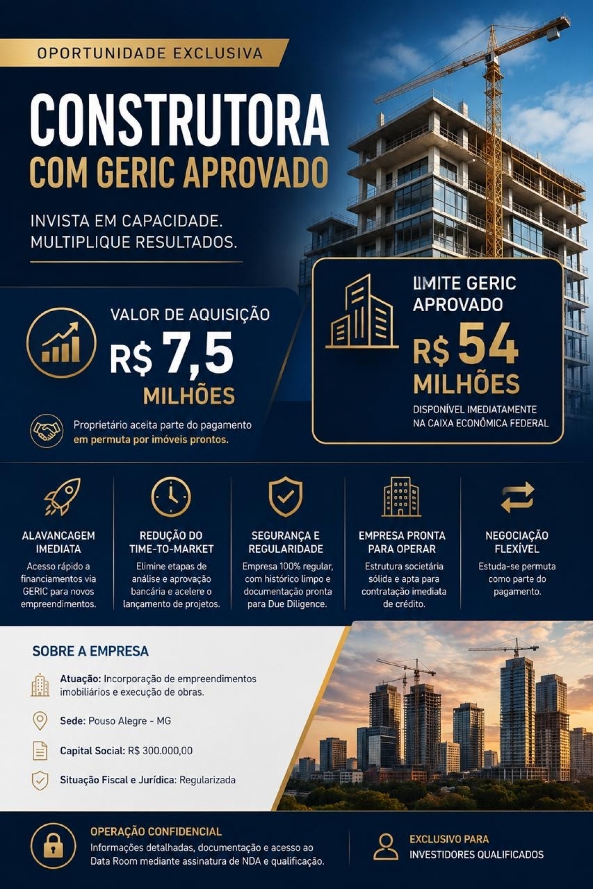 Construtora com GERIC Aprovado – Limite de R$ 54 milhões na Caixa – Pouso Alegre/MG
