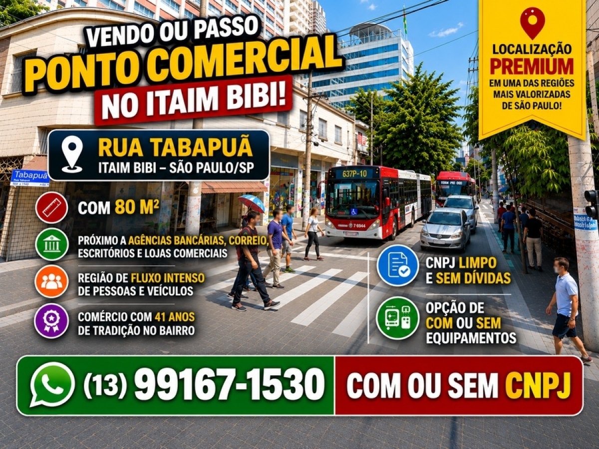 Ponto Comercial Premium no Itaim Bibi – Venda ou Passagem de Ponto (80m²)