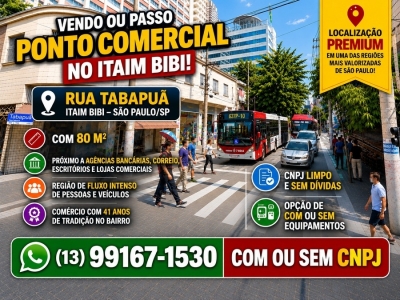 Ponto Comercial Premium no Itaim Bibi – Venda ou Passagem de Ponto (80m²)